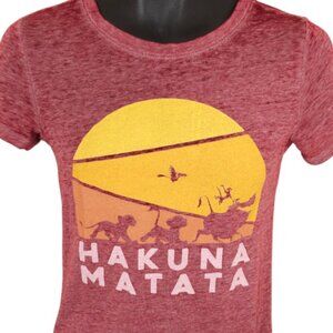 Lion King T Shirt Womens Size XS Red Disney Hakuna Matata Simba Timon Pumbaa